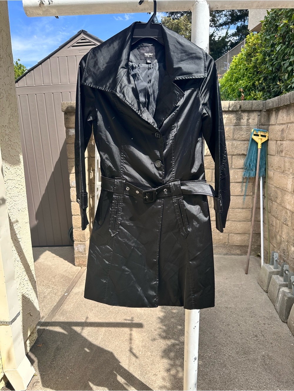 Mossimo Jet Black Gothic  Dark Academia Trench Coat